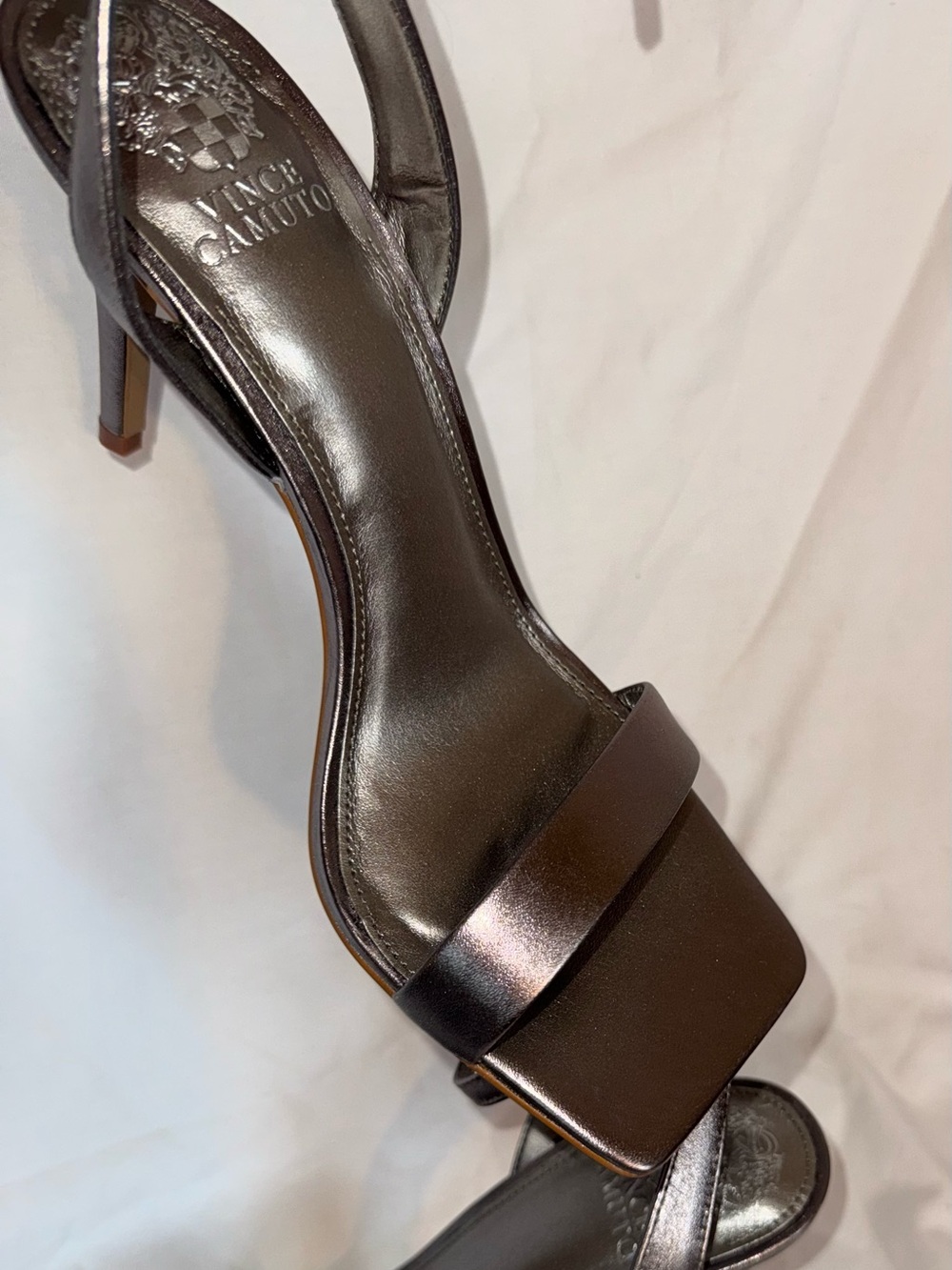 Vince Camuto Metallic Bronze Square-Toe Ankle-Strap Heels - Picture 2 of 5